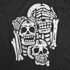 Mens Three Wise Skeletons T Shirt Funny Spooky Halloween Party Joke Tee For Guys