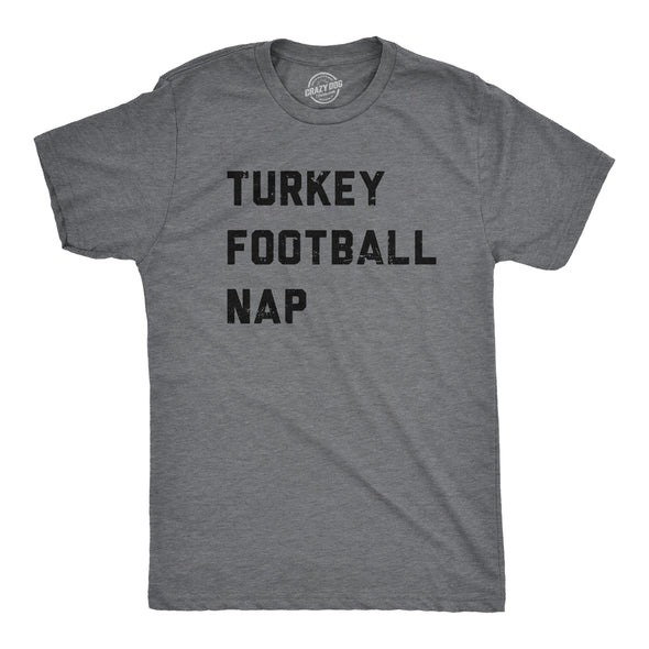 Mens Turkey Football Nap T Shirt Funny Thanksgiving Dinner Tee For Guys