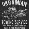 Mens Ukrainian Towing Service T Shirt Funny Tractor Tank Anti Putin Graphic Novelty Tee For Guys