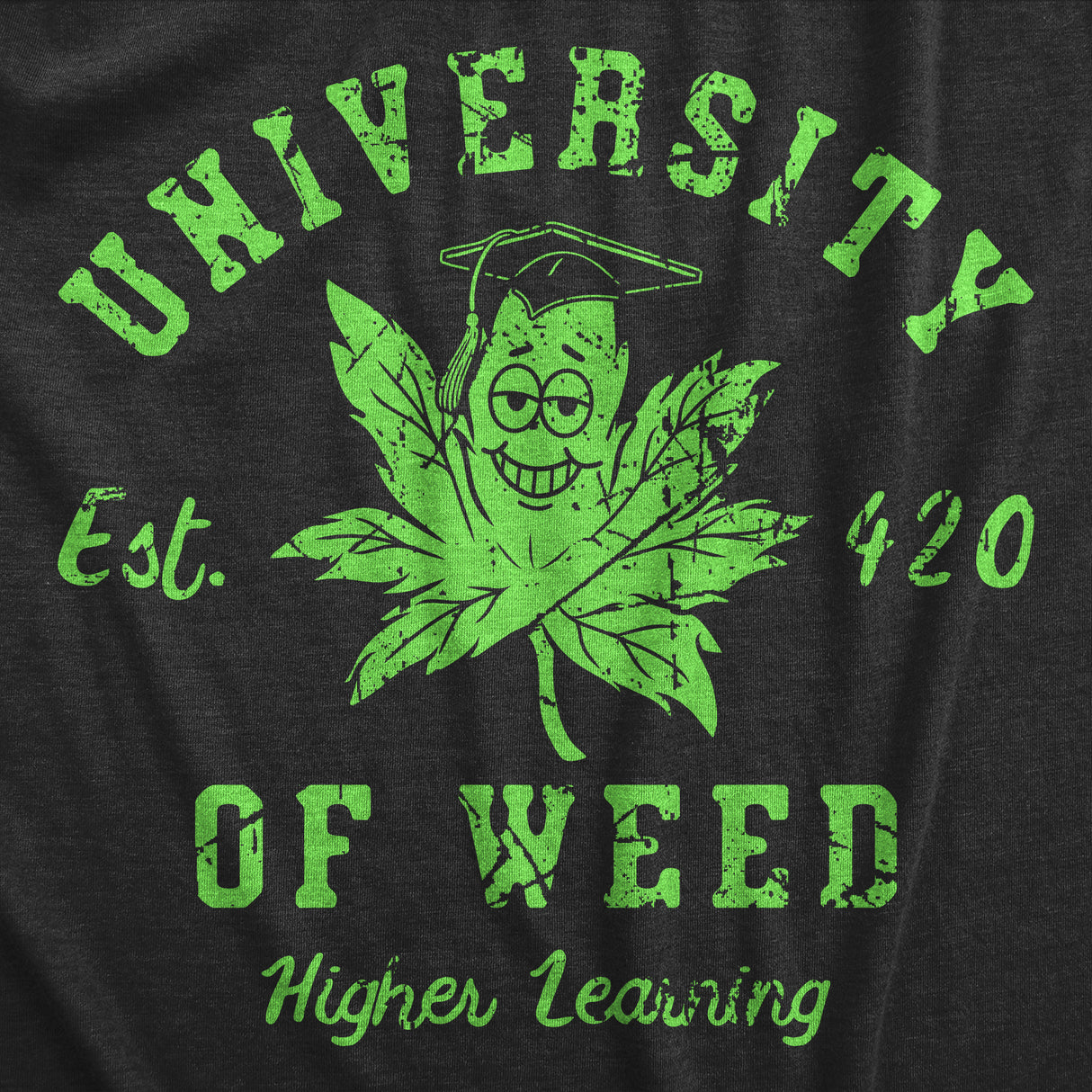Mens University Of Weed T Shirt Funny 420 Weed Leaf College Tee for Guys