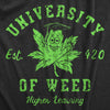 Mens University Of Weed T Shirt Funny 420 Weed Leaf College Tee For Guys