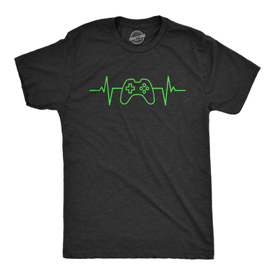 Mens Video Game Heart Beat T Shirt Funny Cool Controller Pulse Monitor Tee For Guys