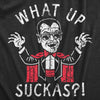 Mens What Up Suckas T Shirt Funny Spooky Halloween Party Vampire Tee For Guys