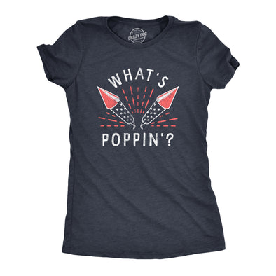 Womens Whats Poppin T Shirt Funny Fourth Of July Party Firecrackers Graphic Novelty Tee For Ladies