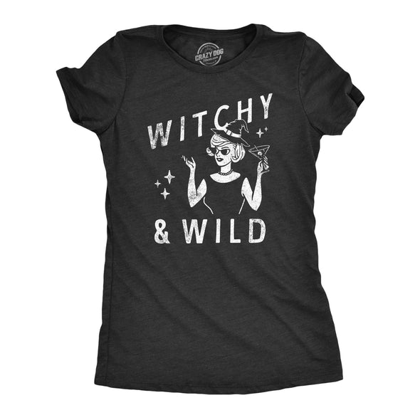 Womens Witchy And Wild T Shirt Funny Spooky Season Lovers Party Witch Tee For Ladies