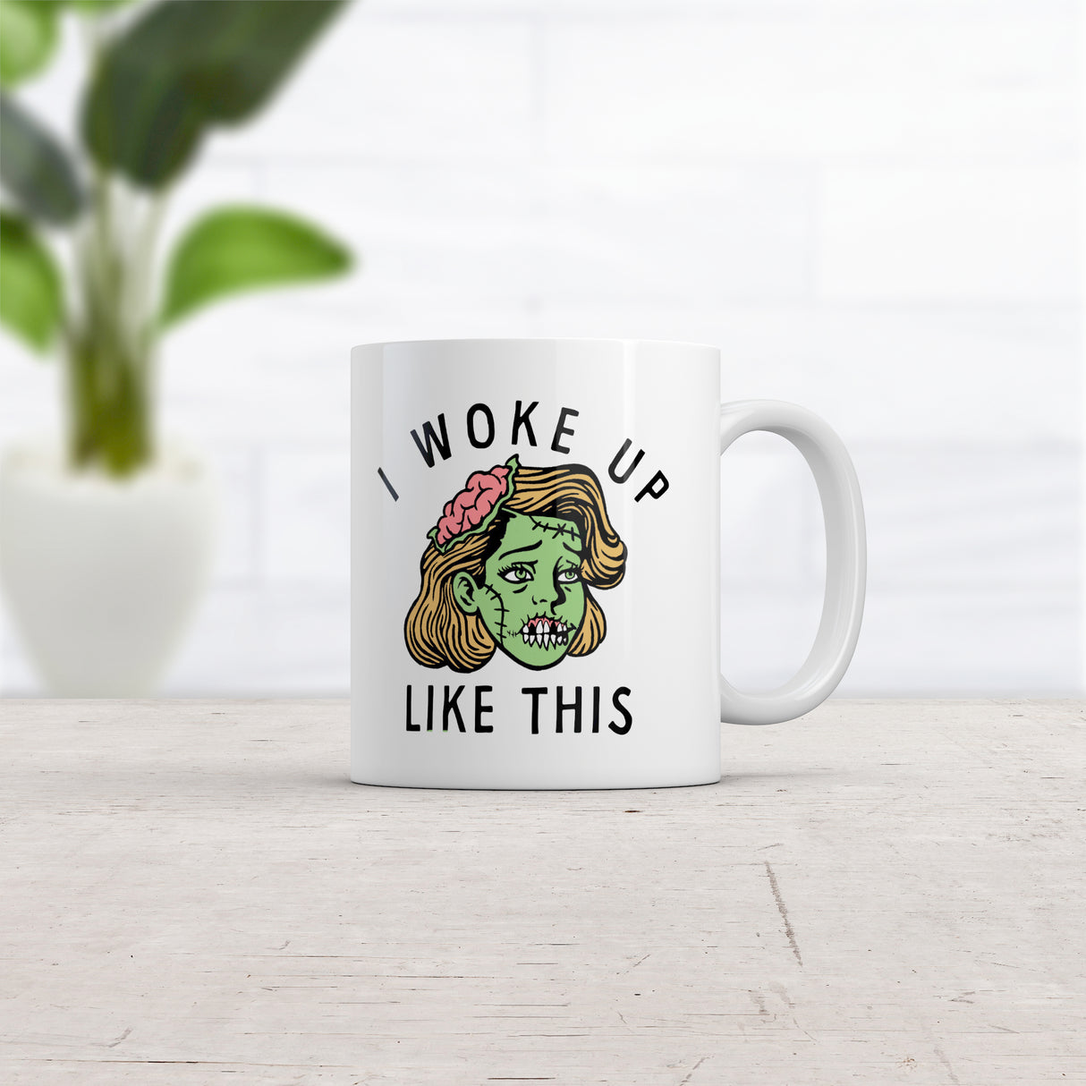 I Woke Up Like This Mug Funny Halloween Ugly Zombie Cup-11oz