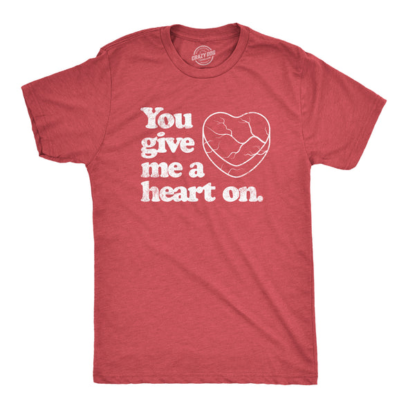 Mens You Give Me A Heart On T Shirt Funny Valentines Day Joke Graphic Novelty Tee