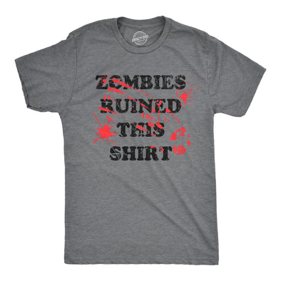 Mens Zombies Ruined This Shirt Tee Funny Bloody Halloween Undead Joke Tshirt For Guys