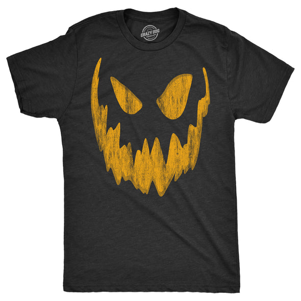 Mens Pumpkin Face T Shirts Funny Halloween Jack O Lantern Spooky Smile Tees For Guys