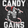 Mens Candy Gains T Shirt Funny Xmas Buff Ripped Santa Claus Workout Joke Tee For Guys