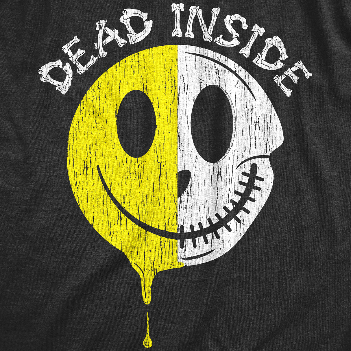 Womens Dead Inside T Shirt Funny Creepy Skeleton Smile Face Joke Tee For Ladies