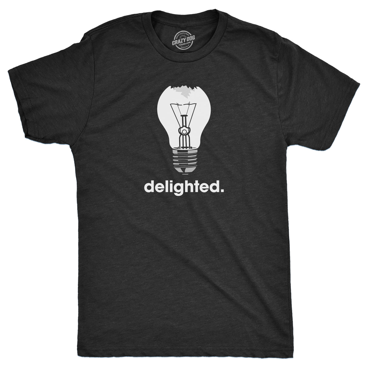 Mens Delighted T Shirt Funny Broken Smashed Light Bulb Joke Tee For Guys