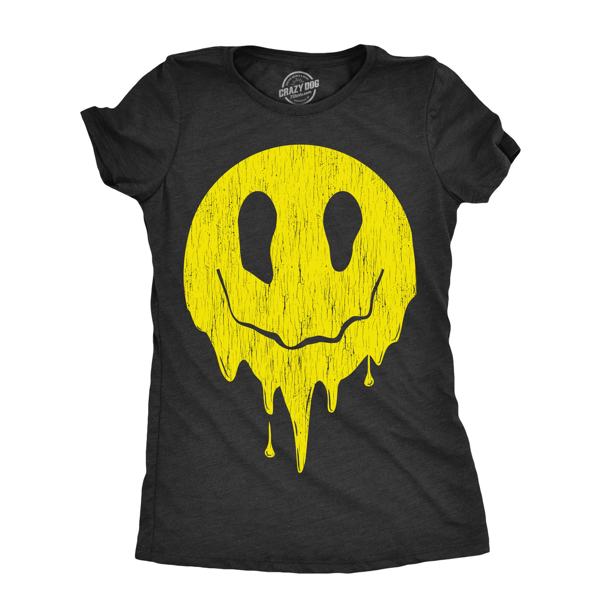 Womens Dripping Smile T Shirt Funny Melting Smiling Face Tee For Ladies