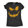 Womens Drippy Dan Pumpkin T Shirt Funny Halloween Jack O Lantern Creepy Smile Tee For Ladies