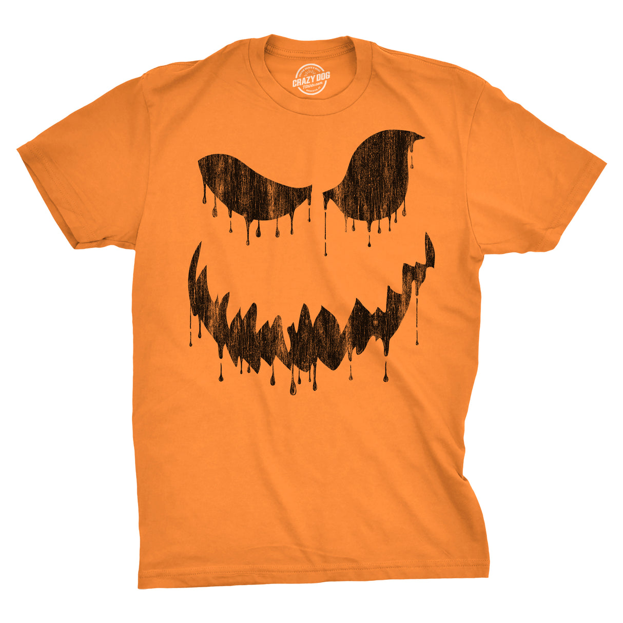 Mens Drippy Dan Pumpkin T Shirt Funny Halloween Jack O Lantern Creepy Smile Tee For Guys