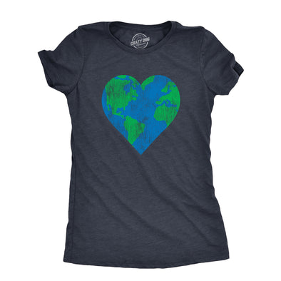Womens Earth Heart T Shirt Funny Awesome Earth Day Nature Lovers Tee For Ladies