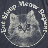 Mens Eat Sleep Meow Repeat T Shirt Funny Cute Kitten Lovers Tee For Guys