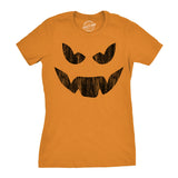 Womens Evil Eddie Pumpkin T Shirt Funny Halloween Jack O Lantern Dark Smile Tee For Ladies