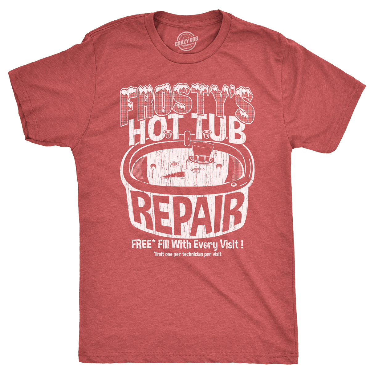 Mens Frostys Hot Tub Repair T Shirt Funny Xmas Season Snowman Service Joke Tee For Guys