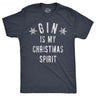 Mens Gin Is My Christmas Spirit T Shirt Funny Xmas Holiday Booze Drinking Lovers Tee For Guys