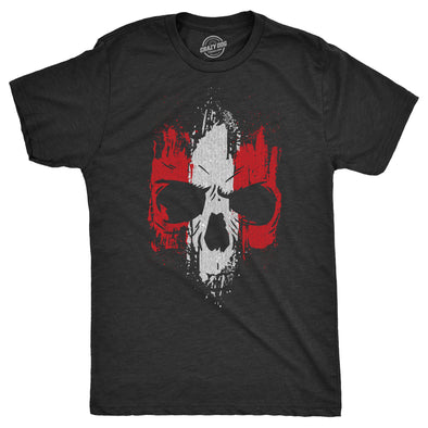 Mens Grunge Striped Skull T Shirt Awesome Cool Tough Skeleton Tee For Guys