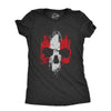 Womens Grunge Striped Skull T Shirt Awesome Cool Tough Skeleton Tee For Ladies