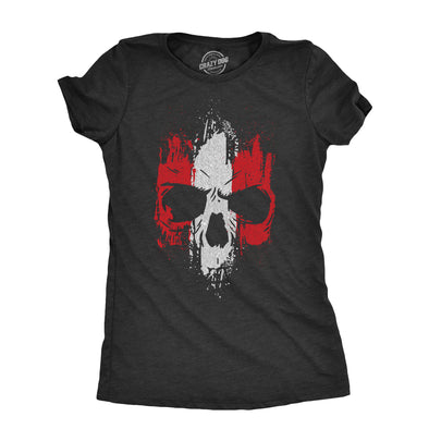 Womens Grunge Striped Skull T Shirt Awesome Cool Tough Skeleton Tee For Ladies