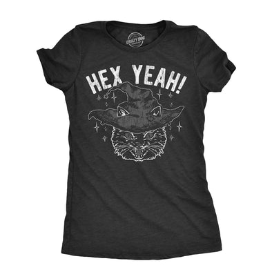 Womens Hex Yeah T Shirt Funny Halloween Witch Black Cat Spell Curse Joke Tee For Ladies