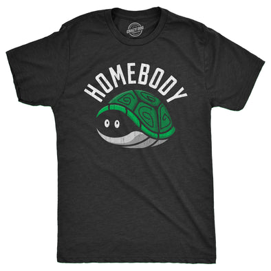 Mens Homebody T Shirt Funny Introverted Turtle Shell Joke Tee For Guys