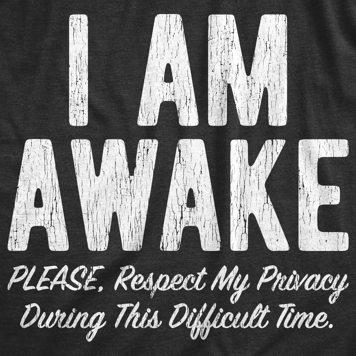 Womens  I Am Awake Please Respect My Privacy During This Difficult Time T Shirt Funny Sleepy Joke Tee For Ladies