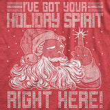 Womens Ive Got Your Holiday Spirit Right Here T Shirt Funny Xmas Rude Santa Claus Tee For Ladies