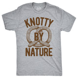 Mens Knotty By Nature T Shirt Funny Salted Soft Pretzel Joke Tee For Guys