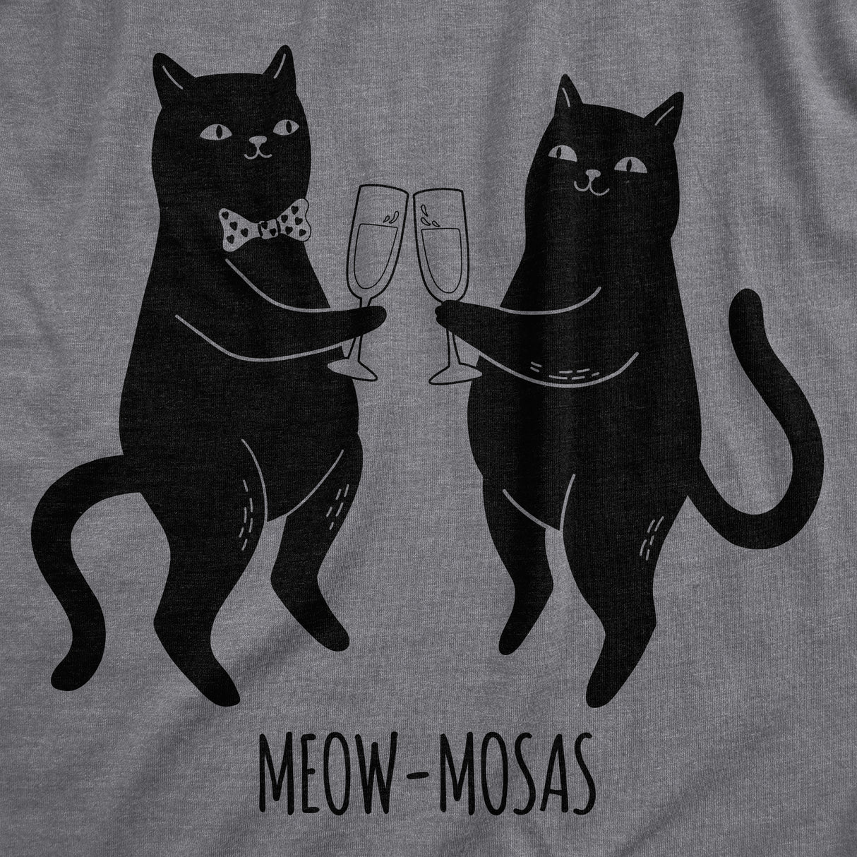 Womens Meow Mosas T Shirt Funny Drinking Party Cat Brunch Lovers Tee For Ladies