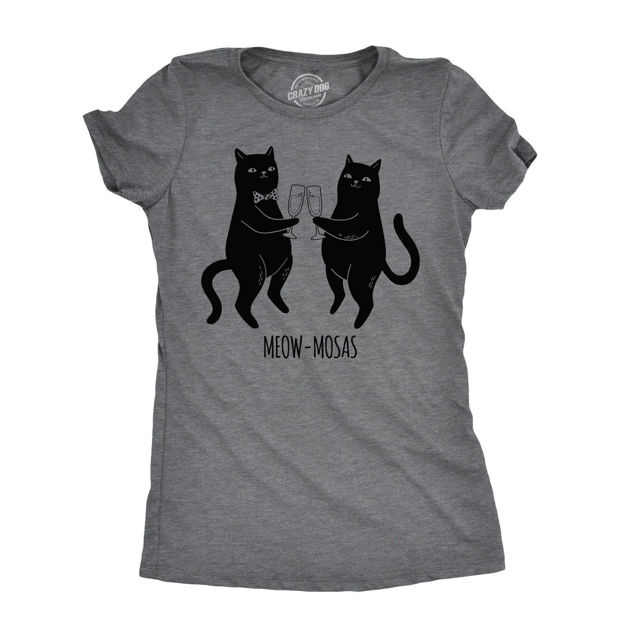 Womens Meow Mosas T Shirt Funny Drinking Party Cat Brunch Lovers Tee For Ladies