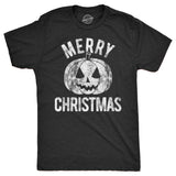 Mens Merry Christmas T Shirt Funny Halloween Pumpkin Jack O Lantern Joke Tee For Guys