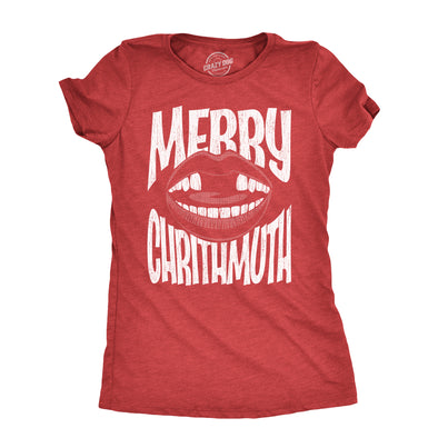 Womens Merry Chrithmuth T Shirt Funny Xmas Lisp Joke Tee For Ladies
