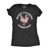 Womens Merry Clucking Christmas T Shirt Funny Xmas Rooster Chicken Joke Tee For Ladies