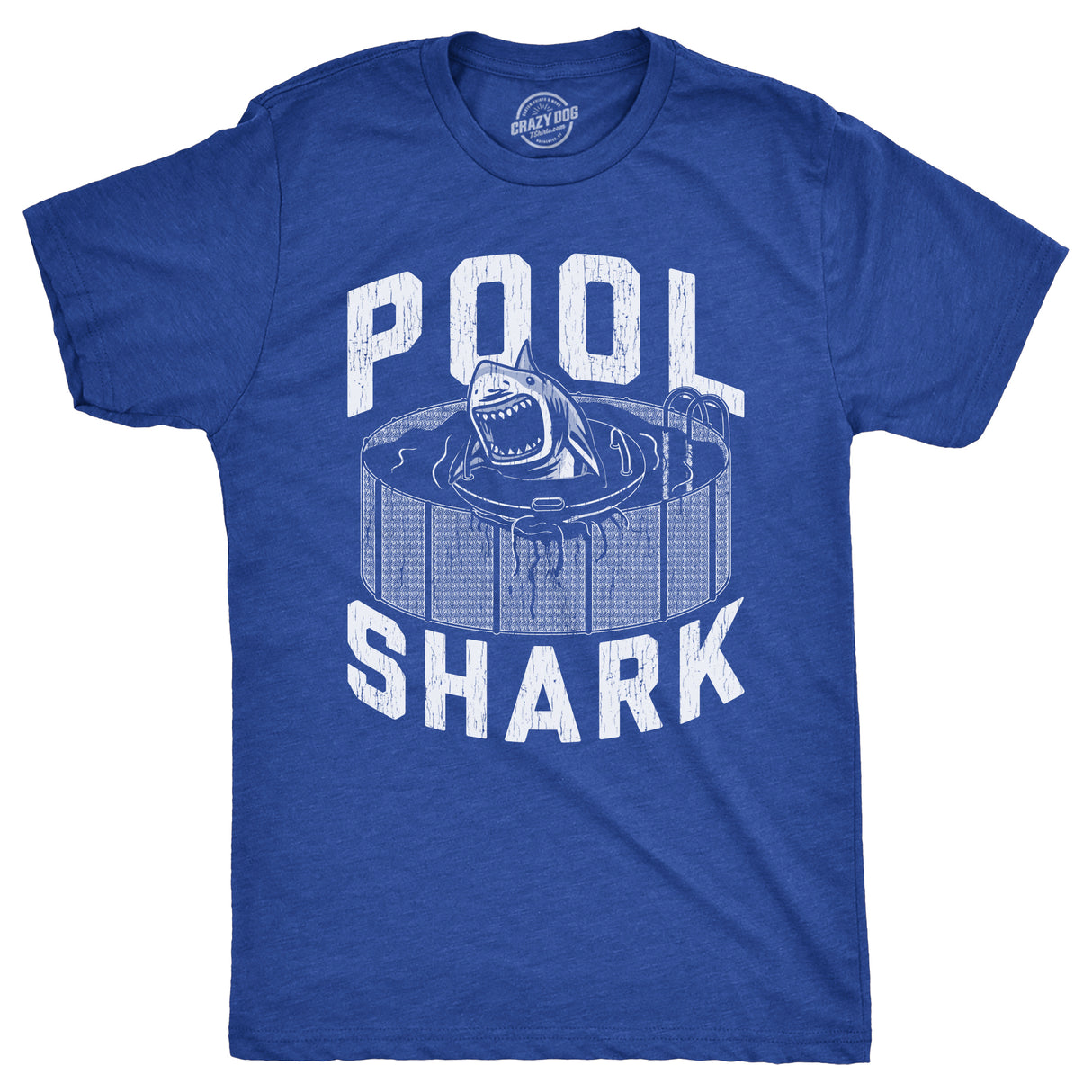 Mens Pool Shark T Shirt Funny Swimming Pools Great White Sharks Joke Tee For Guys