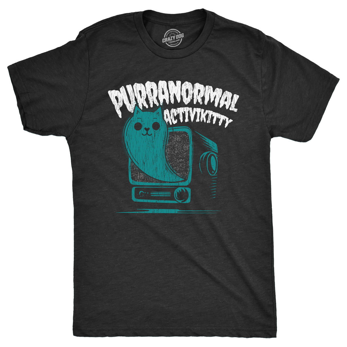 Mens Purranormal Activikitty T Shirt Funny Paranormal Cat T Shirt for Men Graphic Halloween Tee