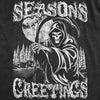 Mens Seasons Greetings T Shirt Funny Xmas Scary Grim Reaper Joke Tee For Guys