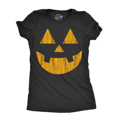 Womens Standard Jack Pumpkin T Shirt Funny Halloween Jack O Lantern Frightening Smile Tee For Ladies