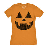 Womens Standard Jack Pumpkin T Shirt Funny Halloween Jack O Lantern Frightening Smile Tee For Ladies