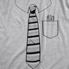 Mens Tie With Pocket Of Pens T Shirt Funny Fake Office Work Attire Joke Tee For Guys