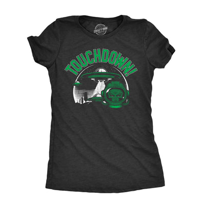 Womens Touchdown T Shirt Funny Alien UFO Football Joke Tee For Ladies