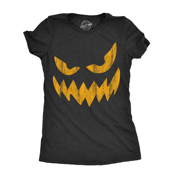 Womens Wavy Mouth Wayne Pumpkin T Shirt Funny Halloween Jack O Lantern Terrifying Smile Tee For Ladies