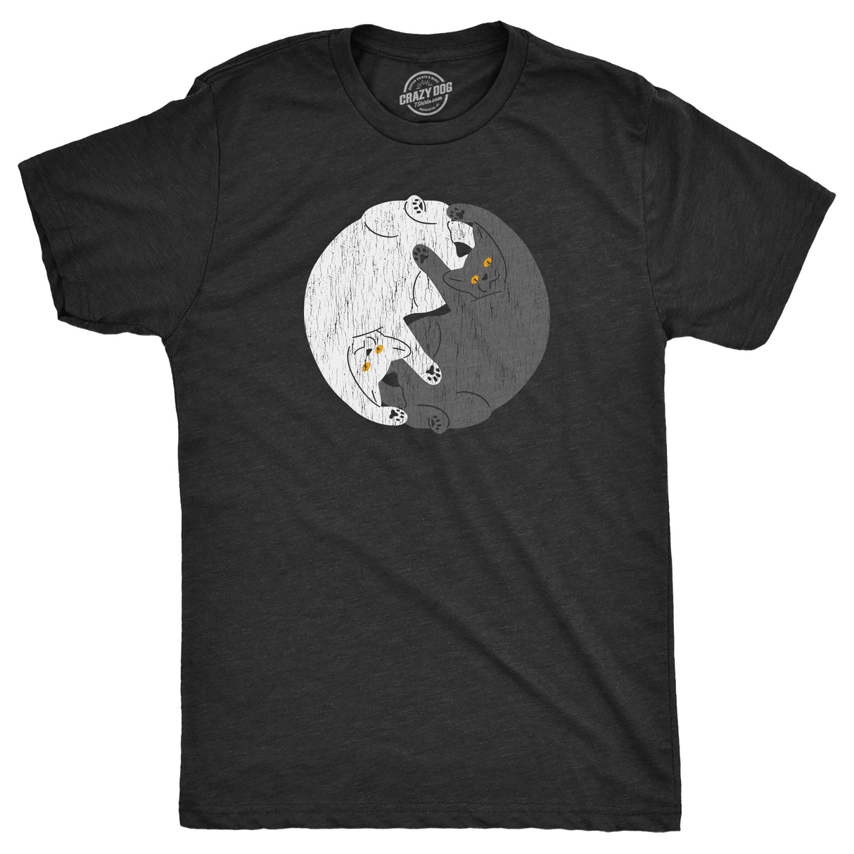 Mens Yin Yang Cats T Shirt Funny Kitten Lovers Light And Dark Tee For Guys