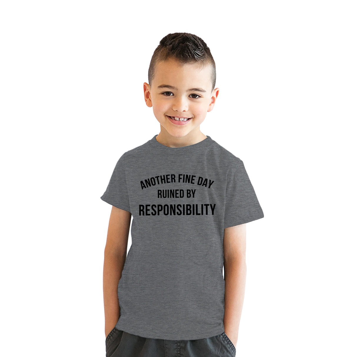 Youth Another Fine Day Ruined By Responsibility T Shirt Funny Adulting Obligation Joke Tee For Kids