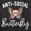 Womens Anti-Social Butterfly Tshirt Funny Introvert Skull Tee