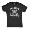 Mens Anti Social Butterfly T Shirt Funny Sarcastic T-shirt Offensive Skull Graphic Cool Tee