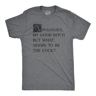 Mens Apologies My Good Bitch But What Seems To Be The Fuck T Shirt Funny Joke Tee For Guys
